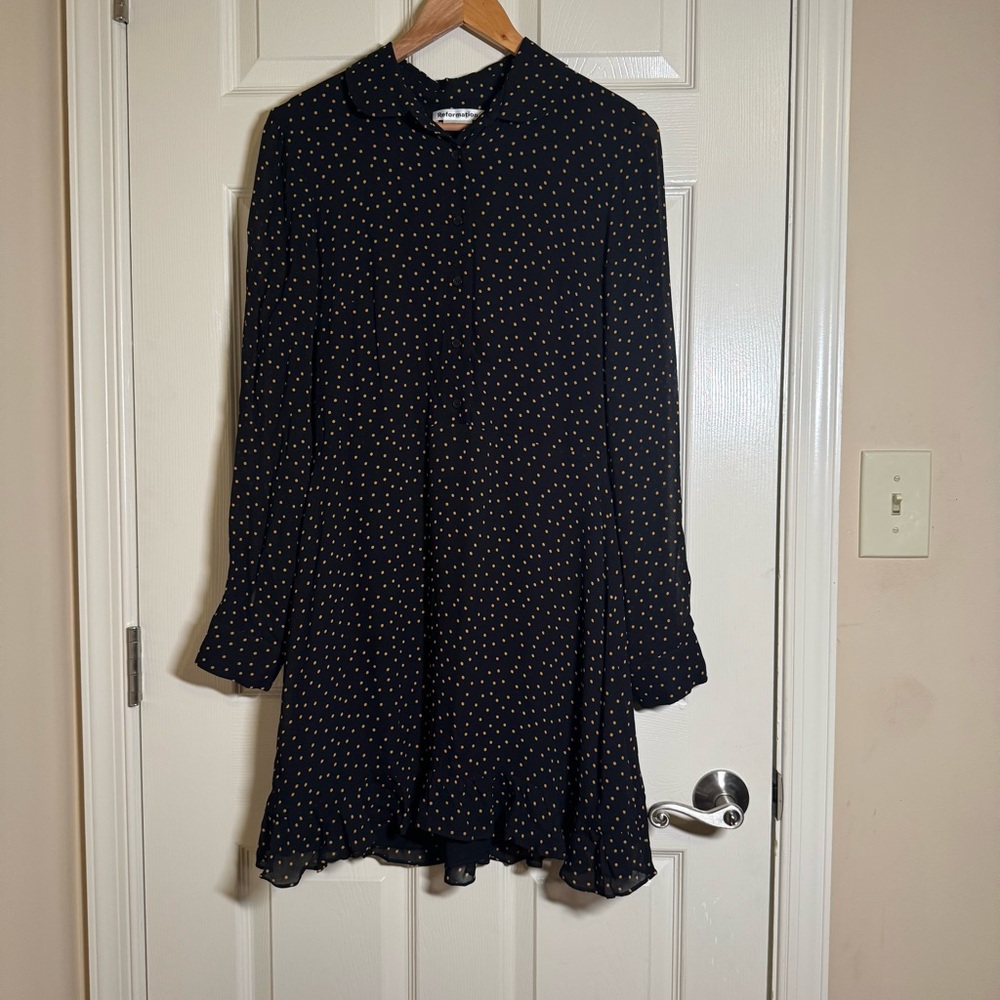 REFORMATION Lady Monti Mini Black Dress Size 10 - Picture 6 of 16